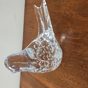 Vintage Art Glass Figurine Paperweight Bird With Controlled Bubbles